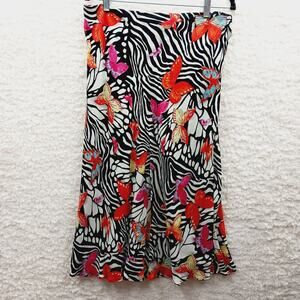 Skirt Midi Ceduxion Zebra Butterfly Orange Pink Midi Boho Y2K Whimsycore Size L